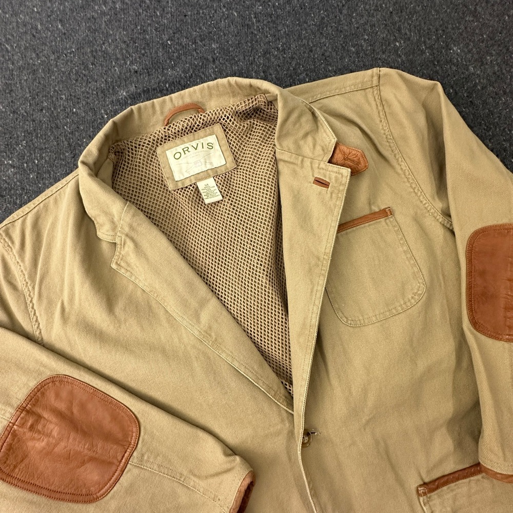 Vntg Orvis Zambezi Field Jacket Mens 54 twill Canvas Hunting Safari Blazer Khaki